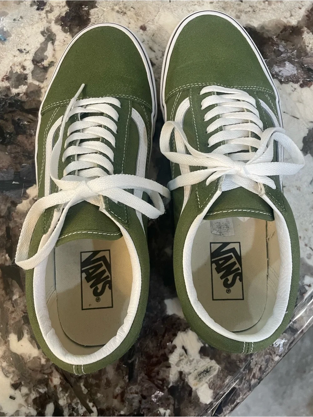 Vans Old Skool Suede Canvas in Olive Green H White Men’s Size 10, Women’s 11.5